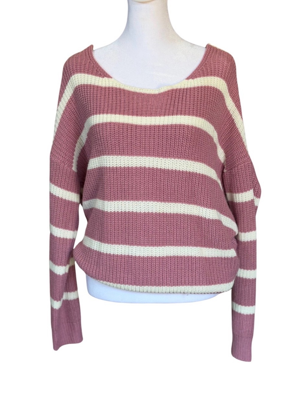 Hazel Moon Striped Twist Back Sweater